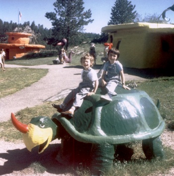 bedrockcity_turtle My brother and I at Bedrock City, South Dakota
